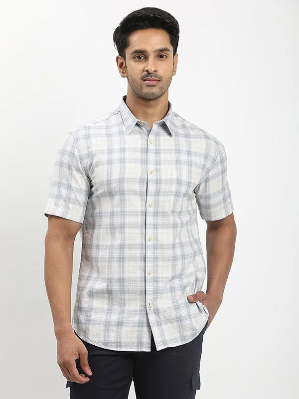 Premium Finish Men Checked Half Sleeve Cotton Shirt