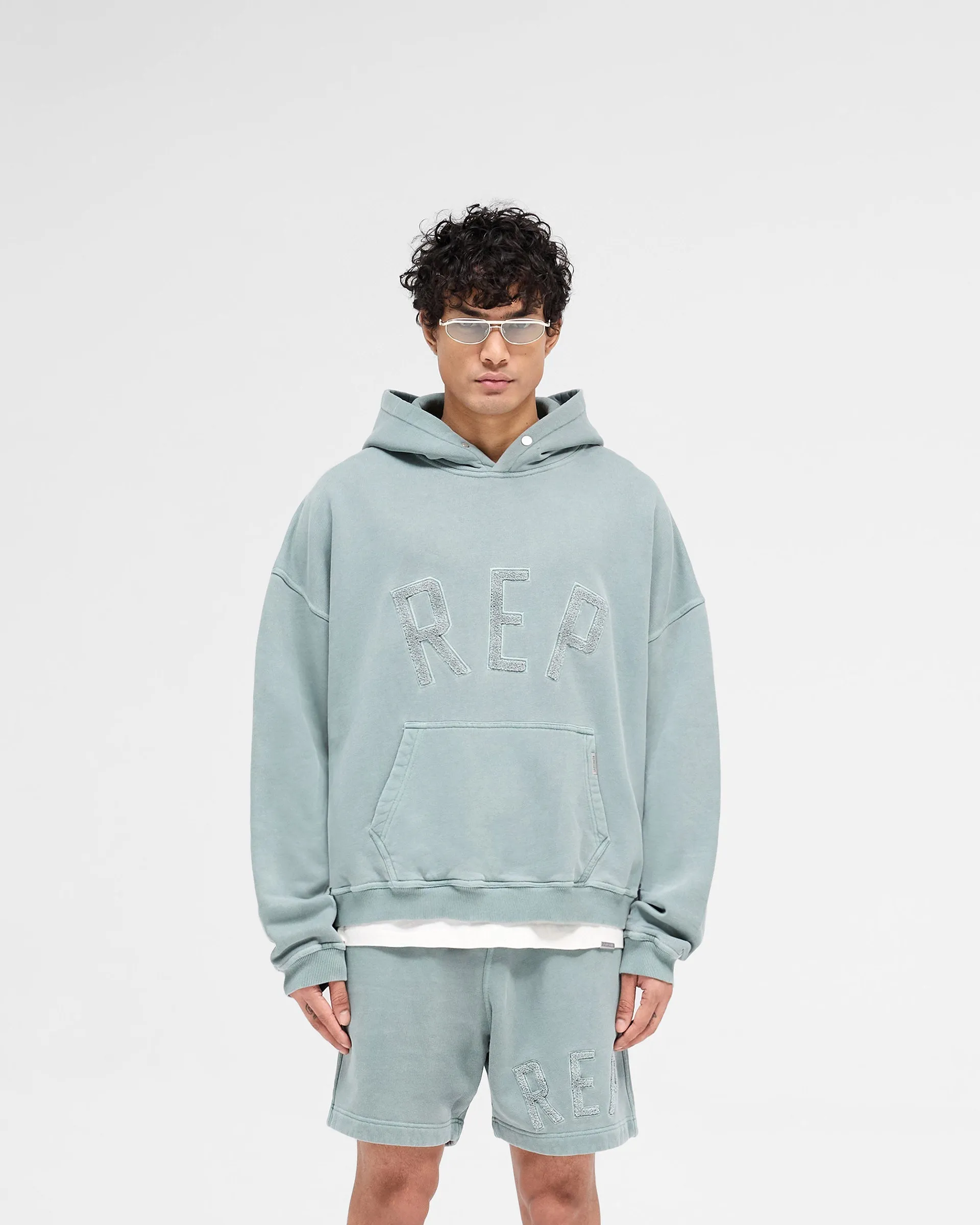 Rep Applique Hoodie - Forest Green Thermal Lining color trend