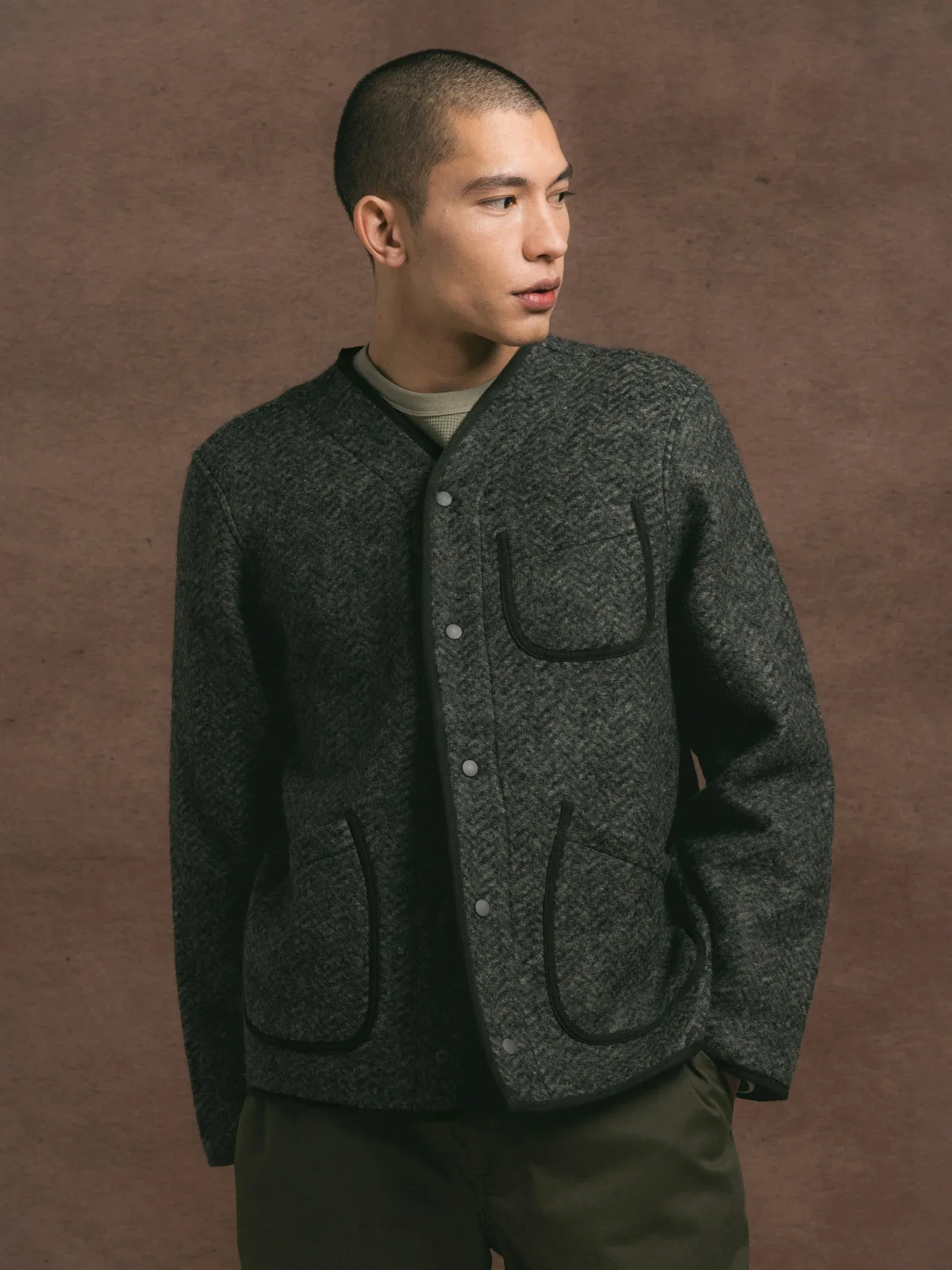 Kestin Neist Cardigan Moss Herringbone Wool Winter Fit InterchangeablePanels