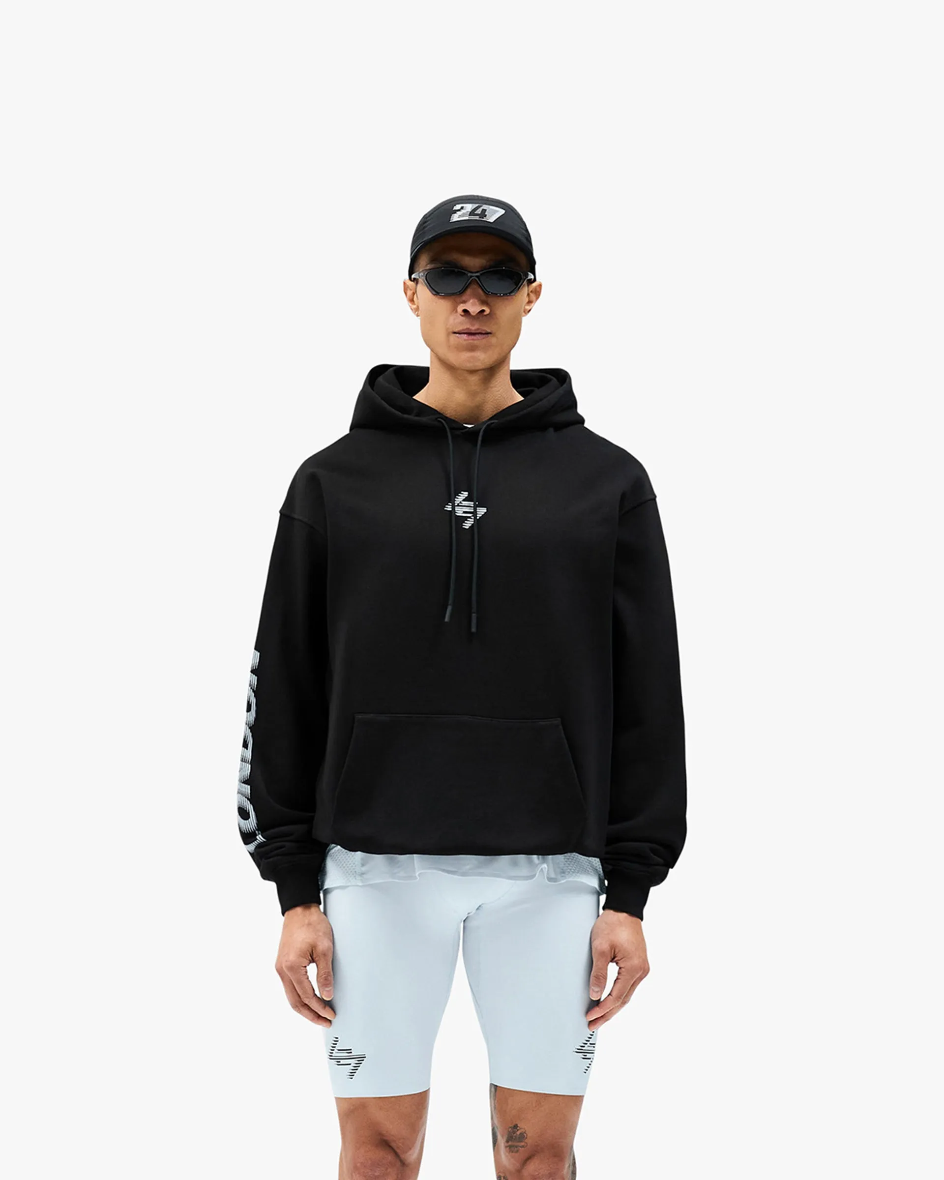 Trendy Layered 247?London Hoodie - Black