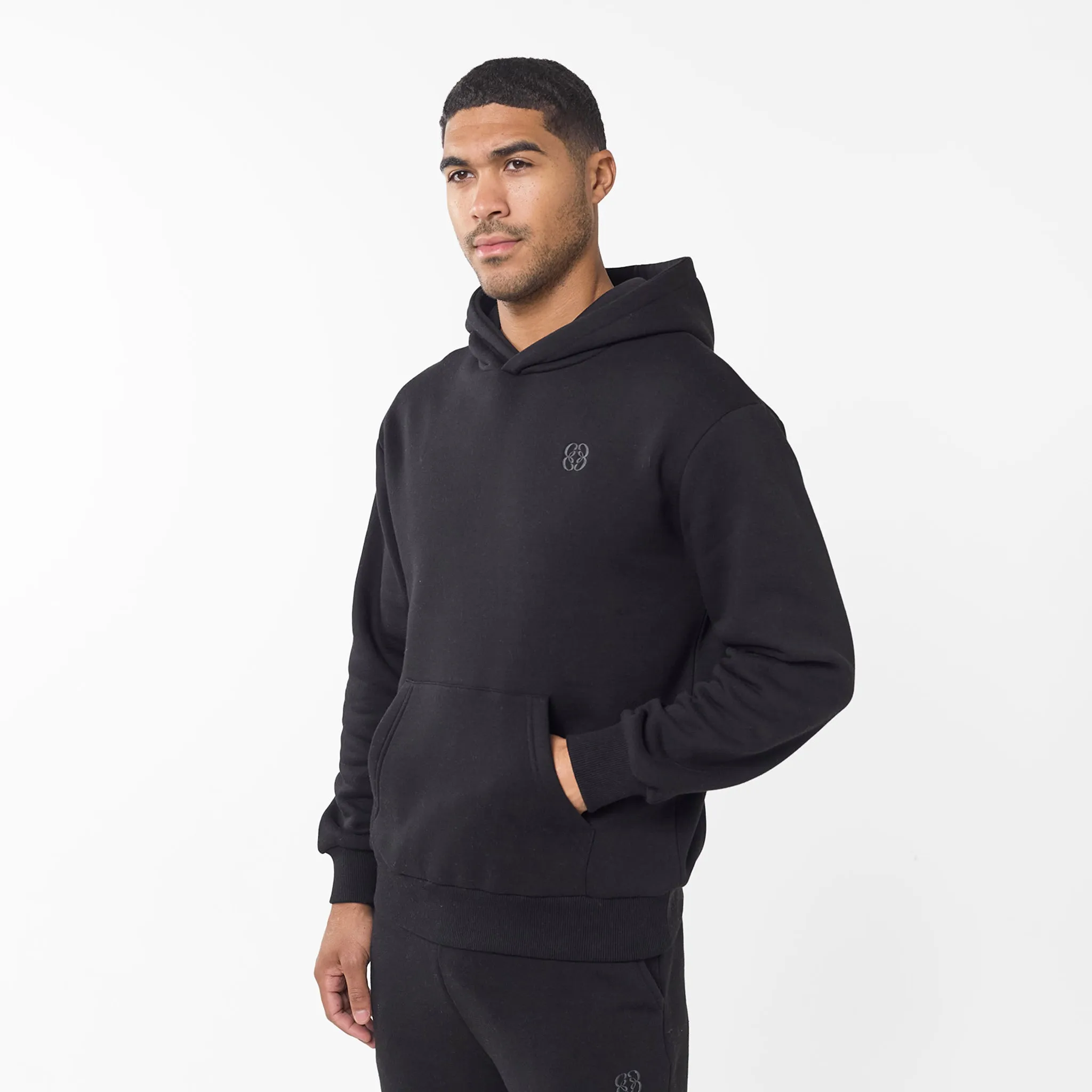 Embroidered Icon Hoodie | Black Retro Print