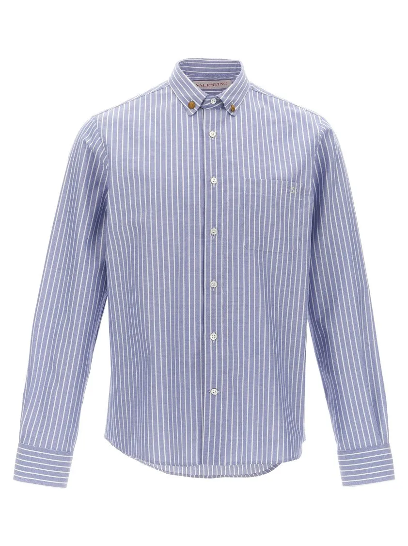 Modern Cut Pastel Shade Cotton Striped Shirt With Button-Down Collar