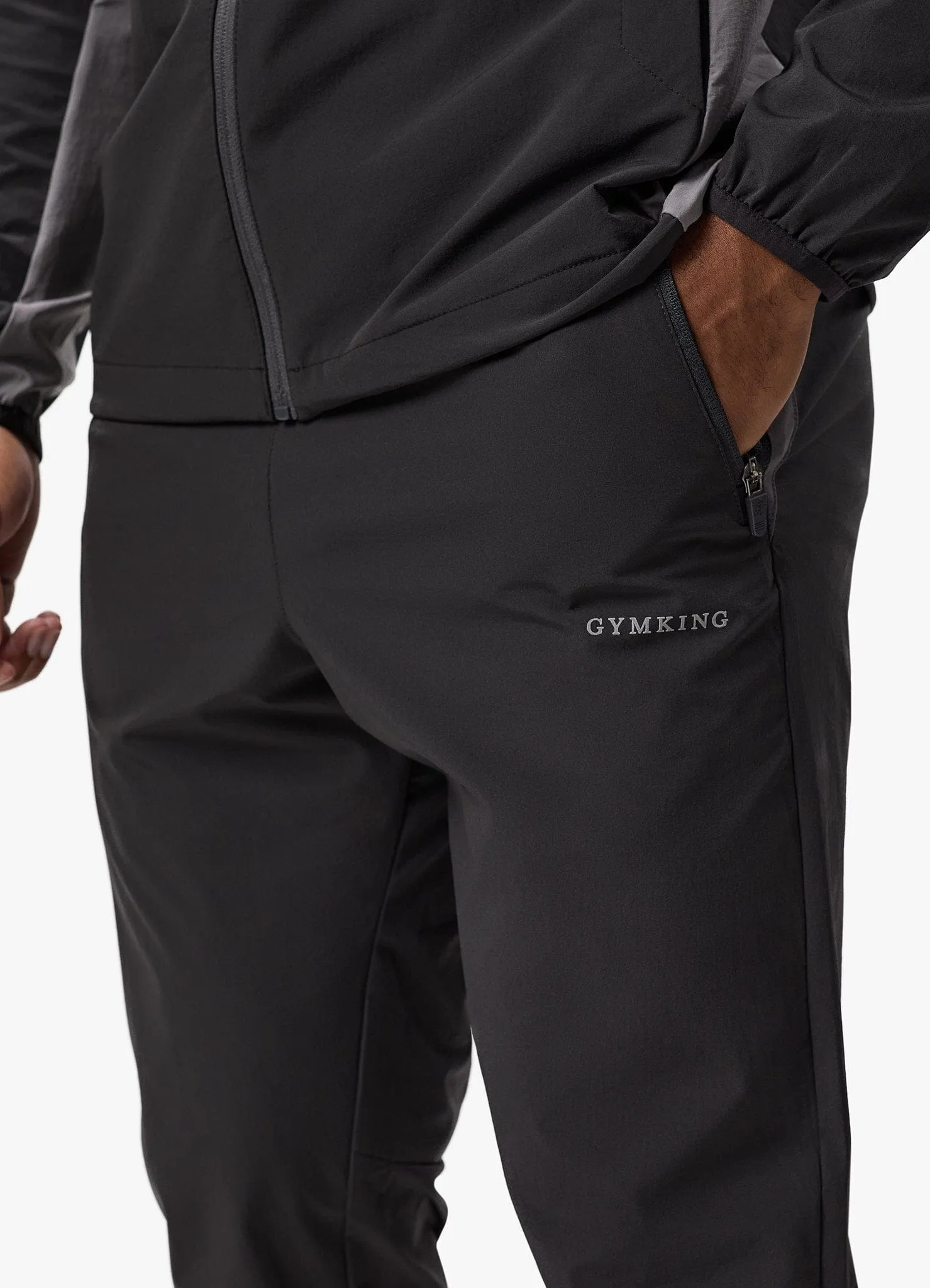 Gym King Advance Tracksuit Bottoms - Black/Fossil Grey Breathable Layer Fit Smart Layering