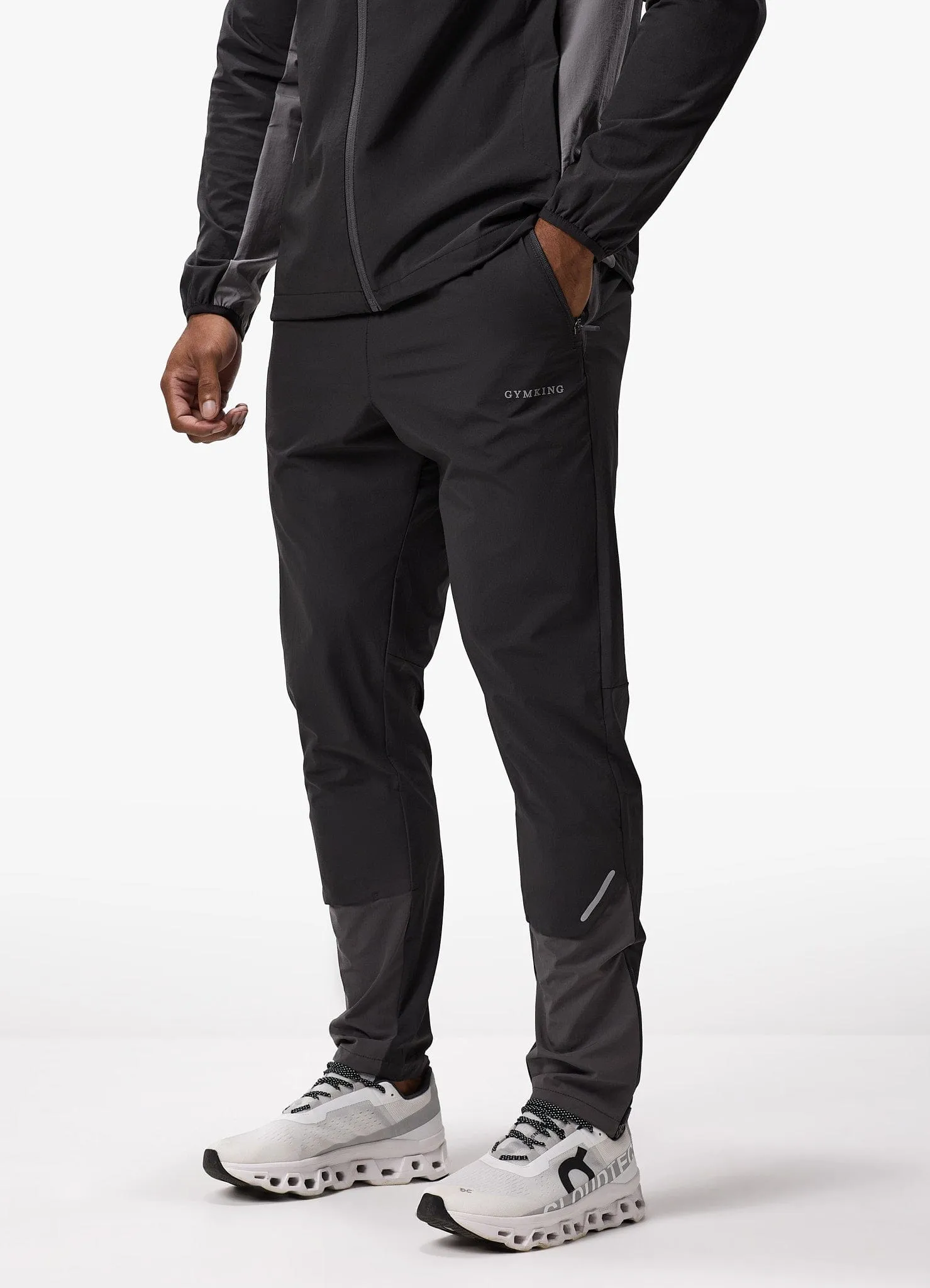 Gym King Advance Tracksuit Bottoms - Black/Fossil Grey Essential Fit