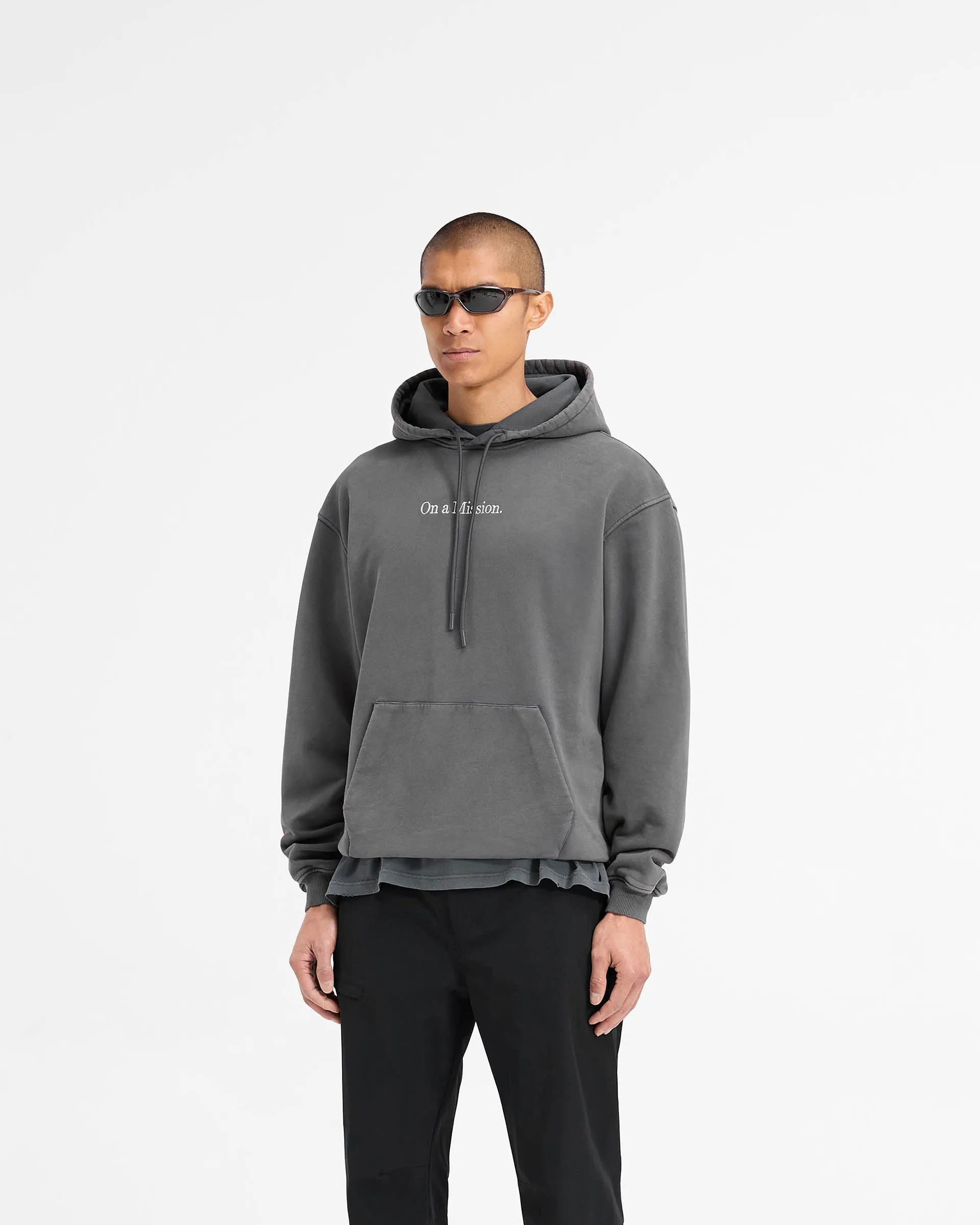 247 On A Mission Hoodie - Aged Black Work Wear Timeless Sporty