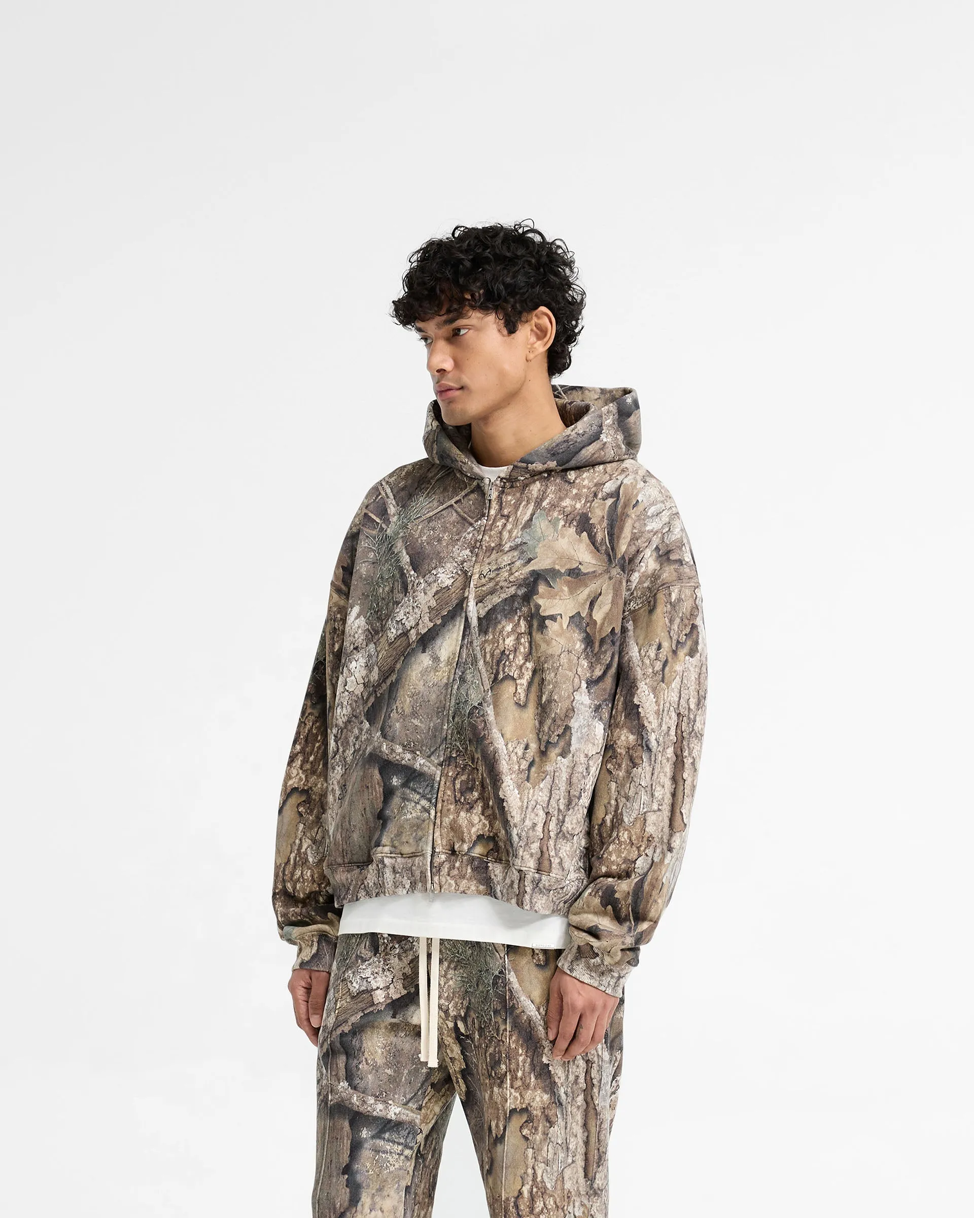 Graphic Design Realtree? Zip Up Camo Boxy Hoodie - Camo