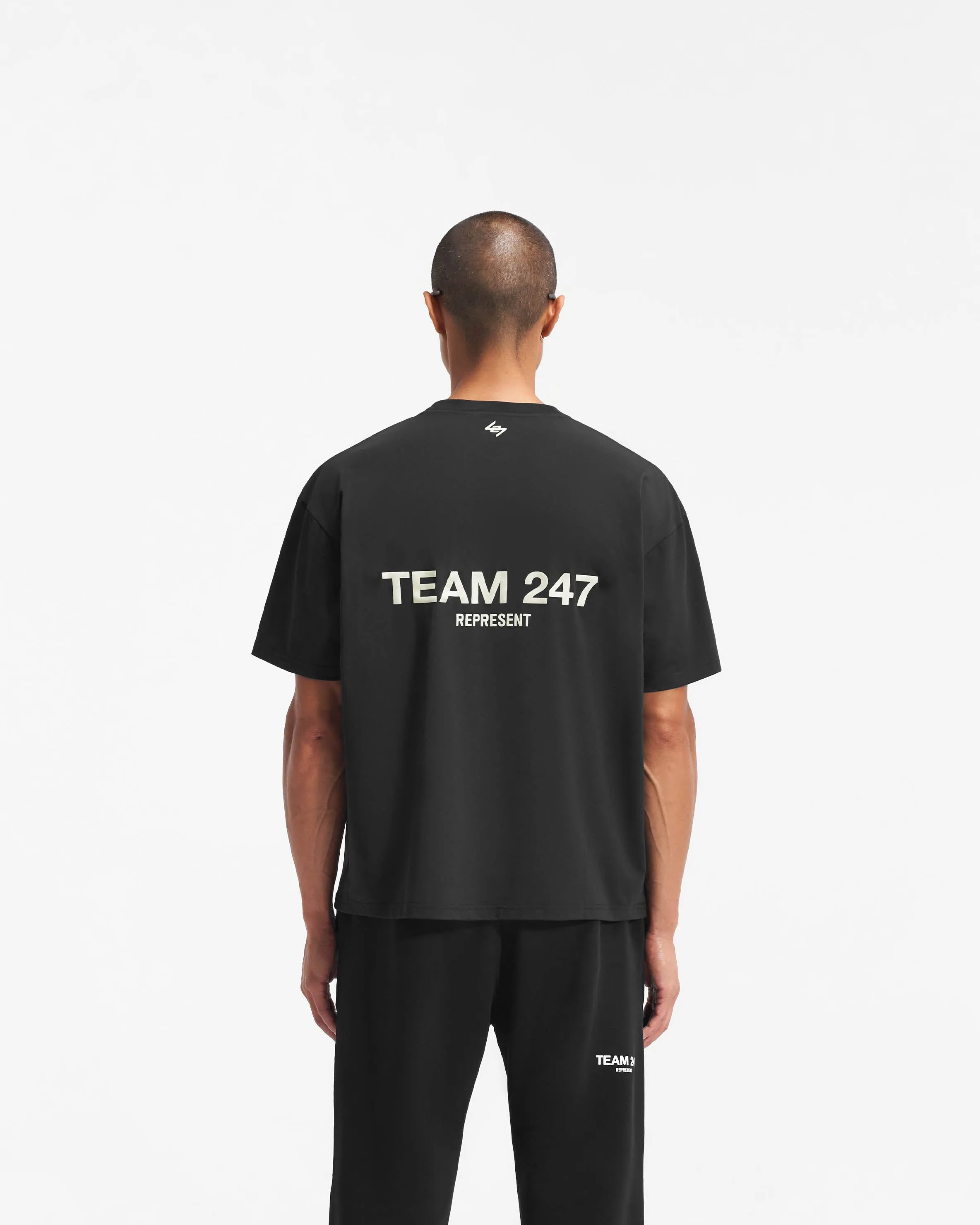 Compact Stitch Pattern Basic Wardrobe Piece Team 247 Oversized T-Shirt - Black