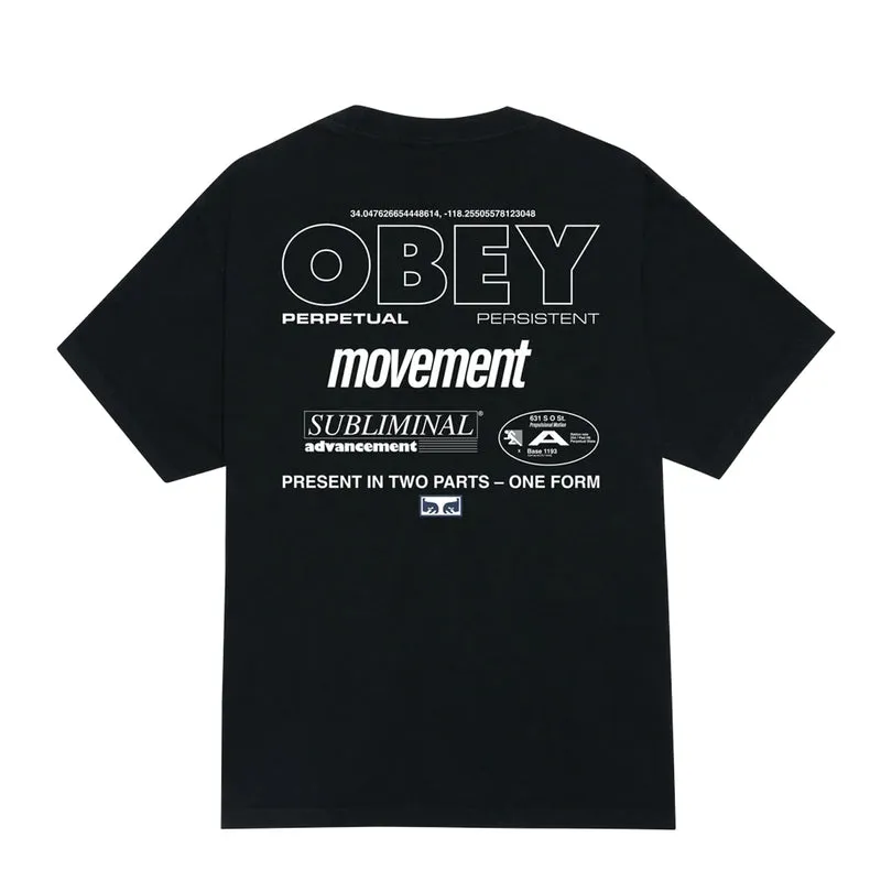 Obey Persistent Movement S/S Tee Pigment True Vintage Black Active Design Sleek Comfort Fit