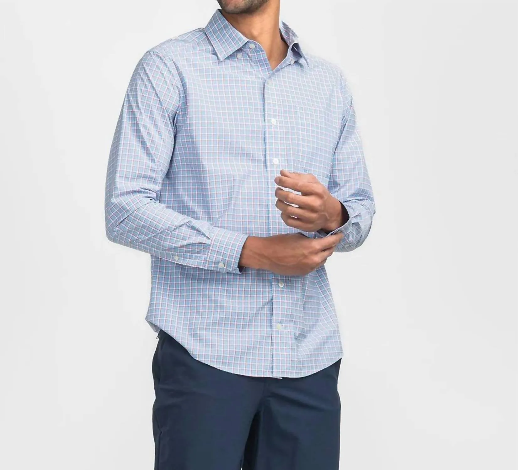 Ombre look Crestwood Plaid Long Sleeve Shirt In Blue