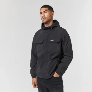 Flexible Elbow Patches Crinkle Nylon Jacket | Black
