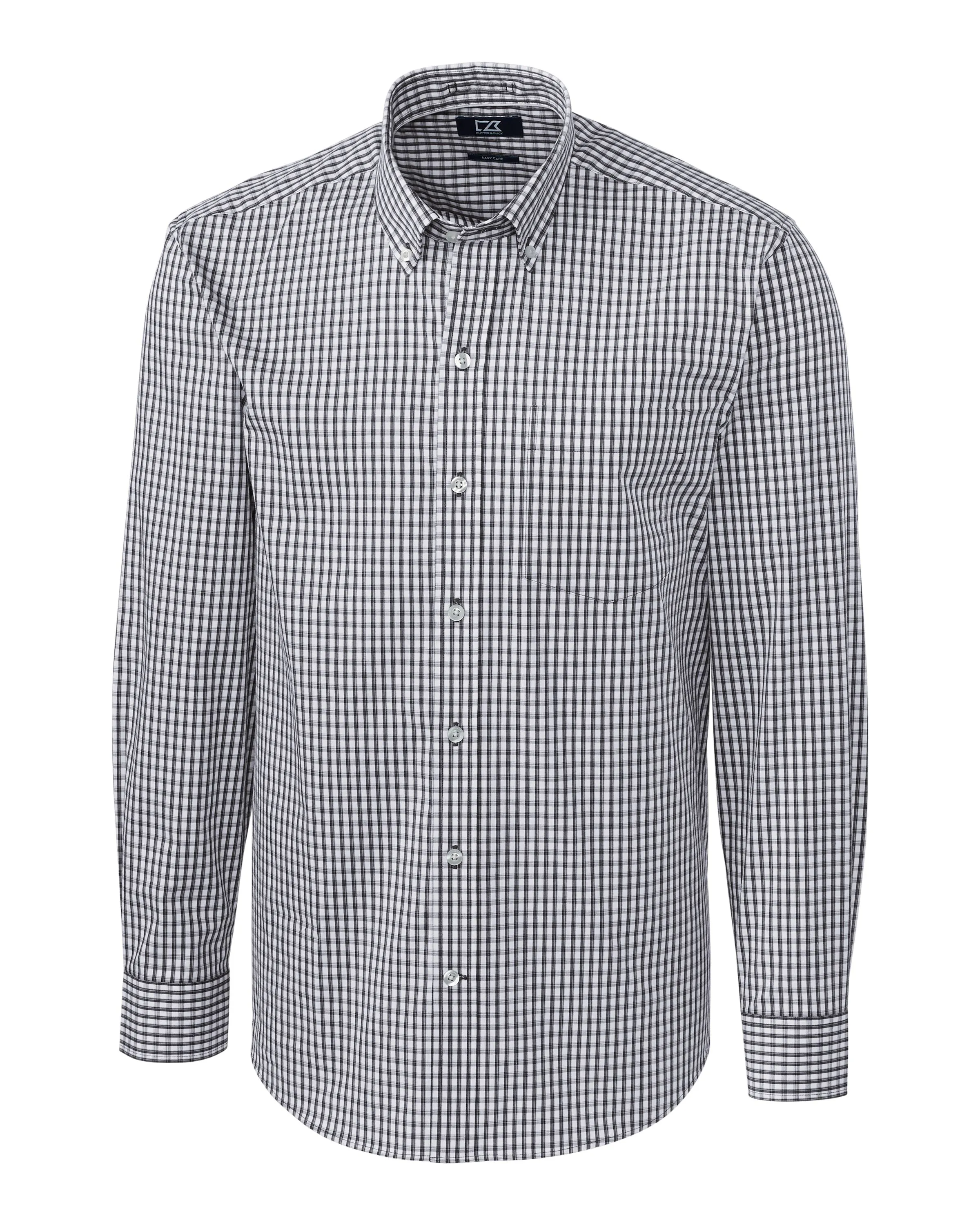 Cutter & Buck Easy Care Stretch Gingham Mens Long Sleeve Dress Shirt Thermal regulation