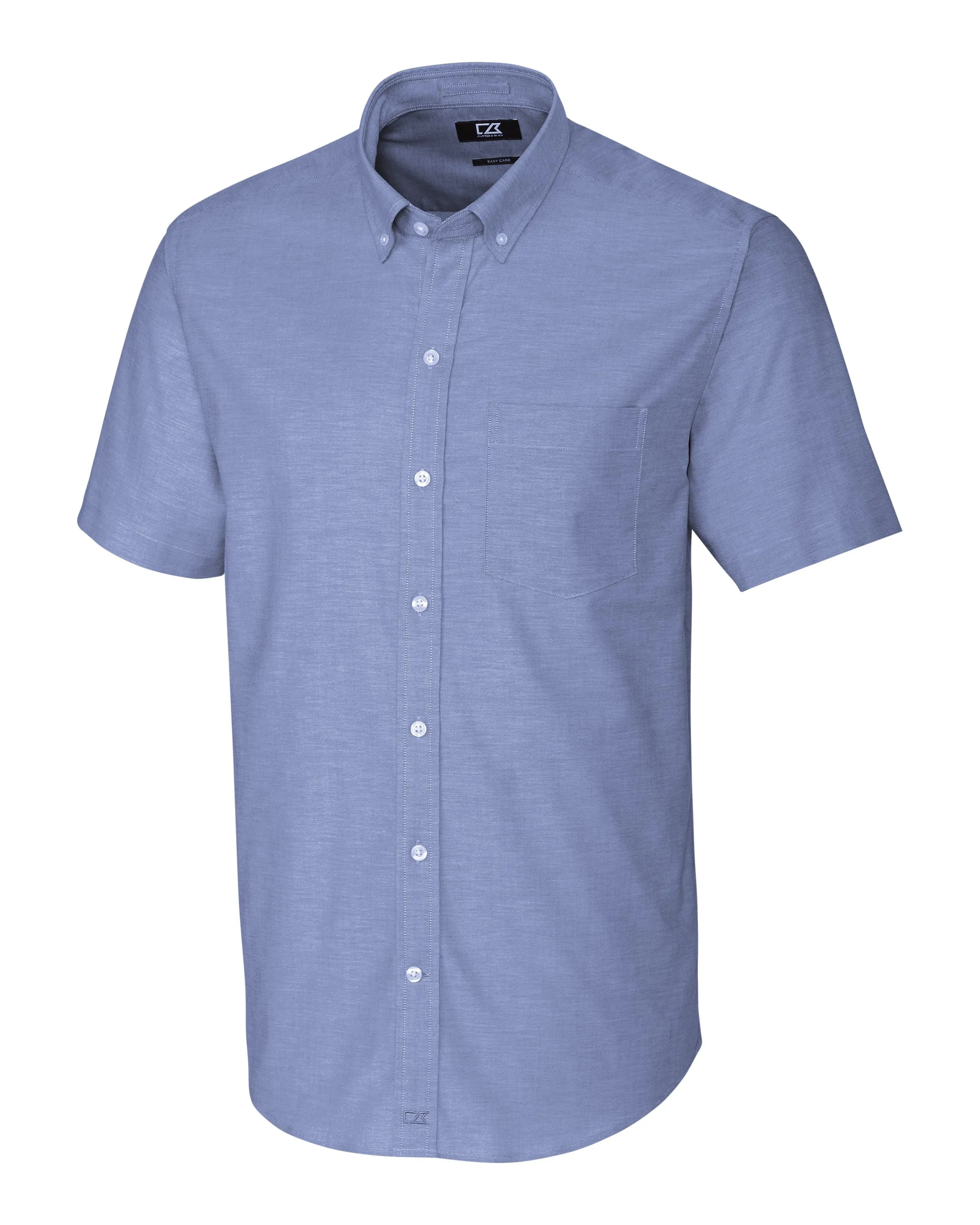 Round Collar Cutter & Buck Stretch Oxford Mens Short Sleeve Dress Shirt