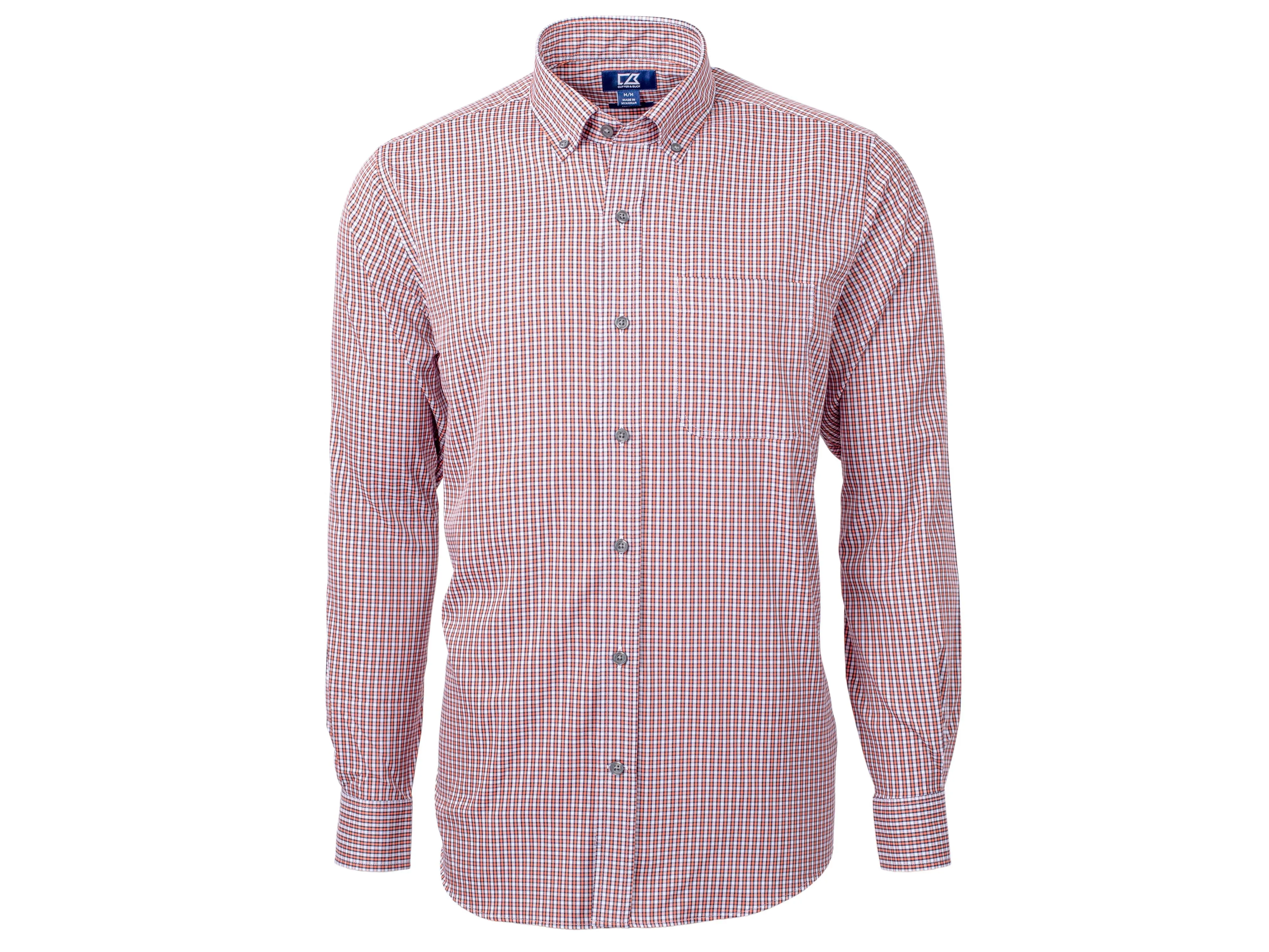 Social Meetup Cutter & Buck Versatech Multi Check Stretch Mens Big and Tall Long Sleeve Dress Shirt