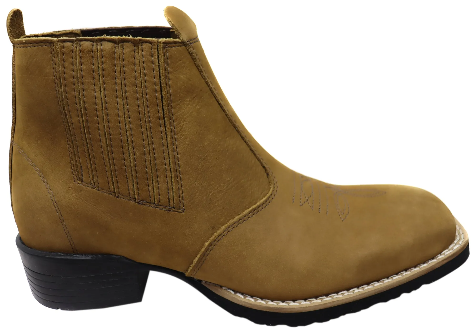 D Milton Orleans Mens Comfortable Leather Western Cowboy Chelsea Boots Cushioned