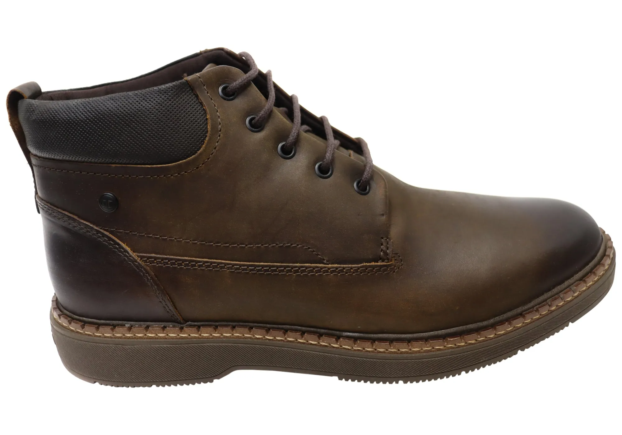 Democrata Logan Mens Brazilian Comfortable Leather Lace Up Boots RubberOutsole