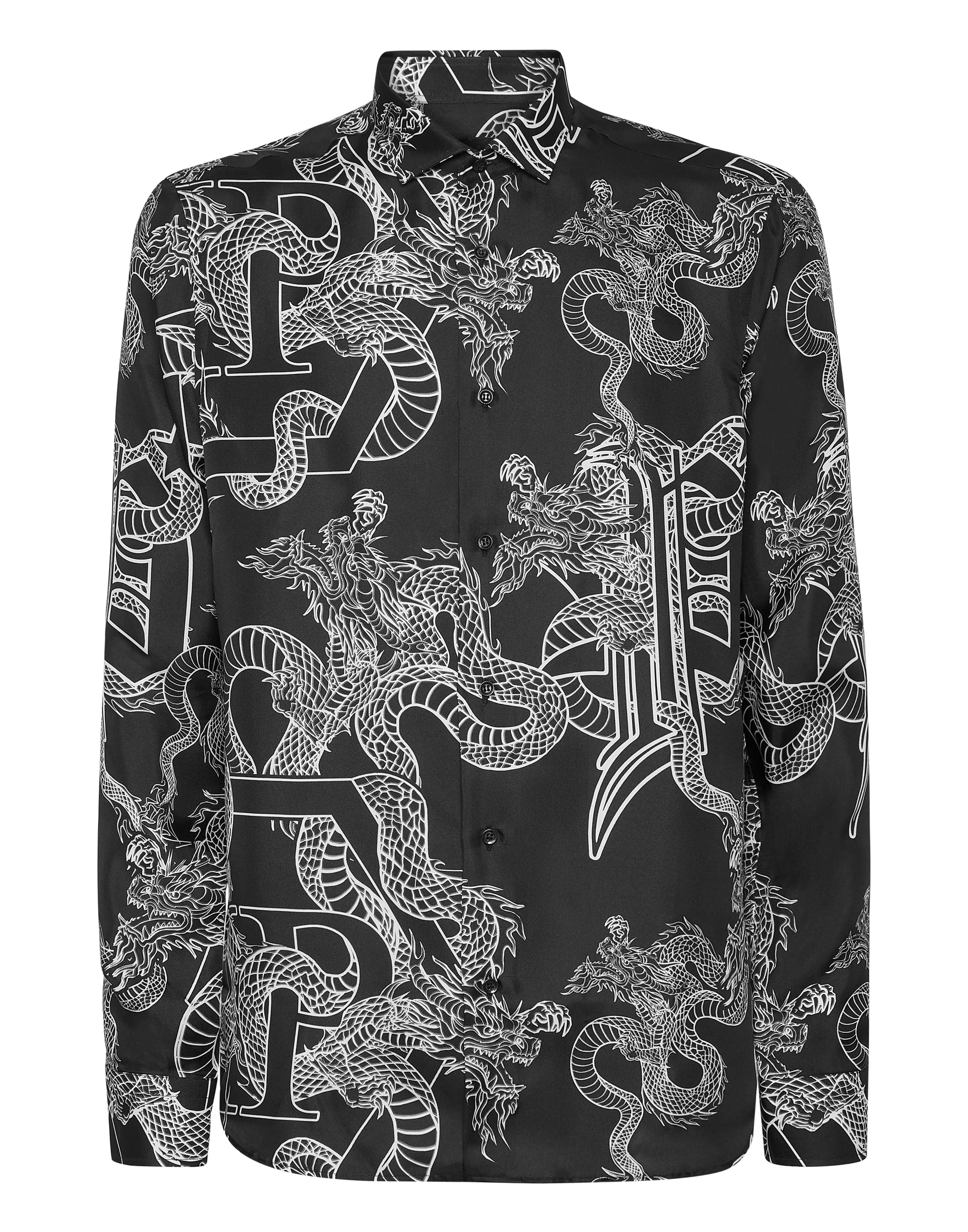 Cocktail Event Bold Statement Silk Shirt Sugar Daddy Cut Long-Sleeve