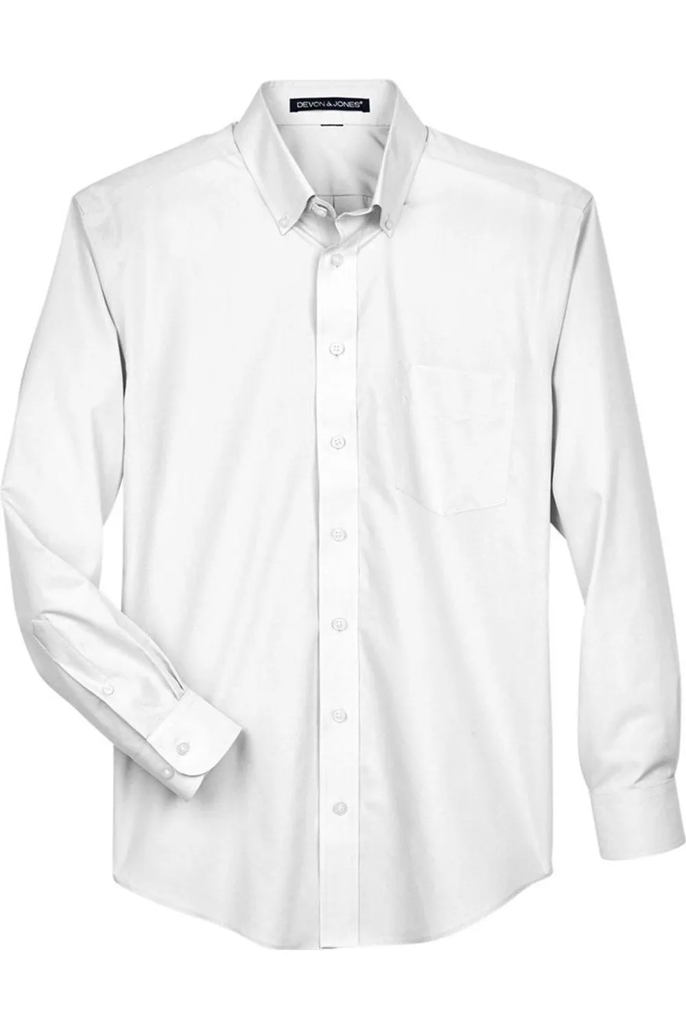 Relaxed Vibe Hidden Button Placket Devon & Jones Crown Collection Broadcloth Woven Dress Shirt