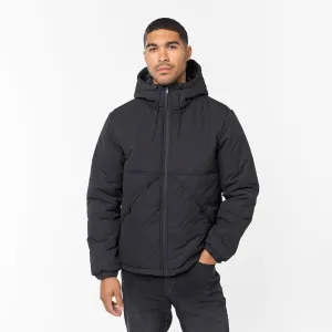 Mesh Venting Diamond Quilted Pocket Puffer Jacket | Black