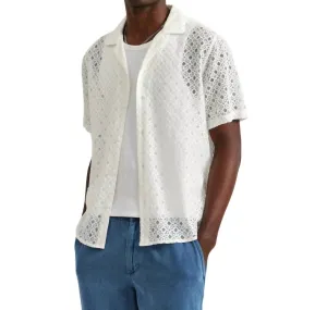 All Purpose Weave Design Trendy Layer Didcot Corded Lace Shirt In White