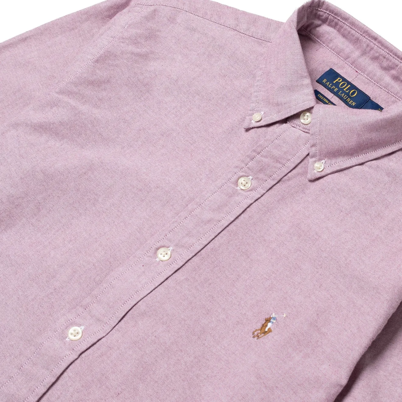 Polo Ralph Lauren Custom Fit Oxford Shirt Crimson / White Wrinkle-Free Interview Ready