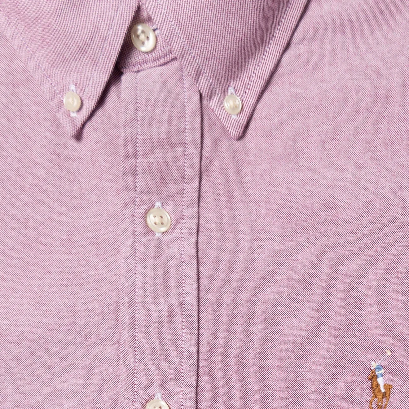 Fashion Layer Lightweight texture Polo Ralph Lauren Custom Fit Oxford Shirt Crimson / White