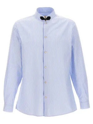 Striped Oxford Shirt With Mandarin Collar Reinforced Collar