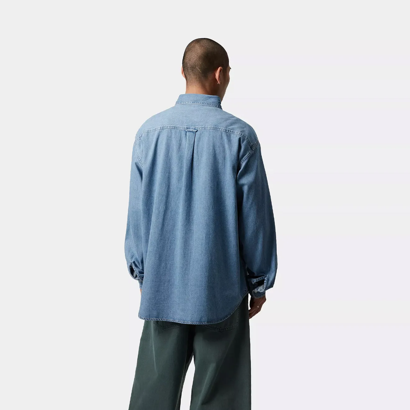 Carhartt WIP L/S Lucas Shirt Blue Bleached Festival Fashion