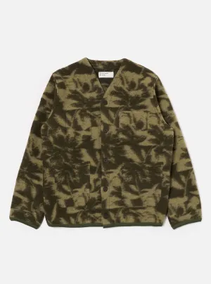 Universal Works Studio Fleece Cardigan Green / Pale Green Soft Lined Interior