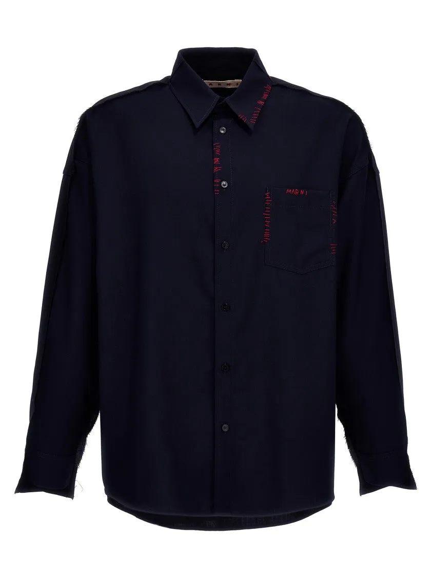 Effortless Style Anti Static Fabric Cool Wool Shirt With Contrast Stitching