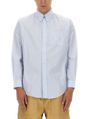 Button-Down Striped Shirt With Chest Pocket Trendy Look Road Trip Ready