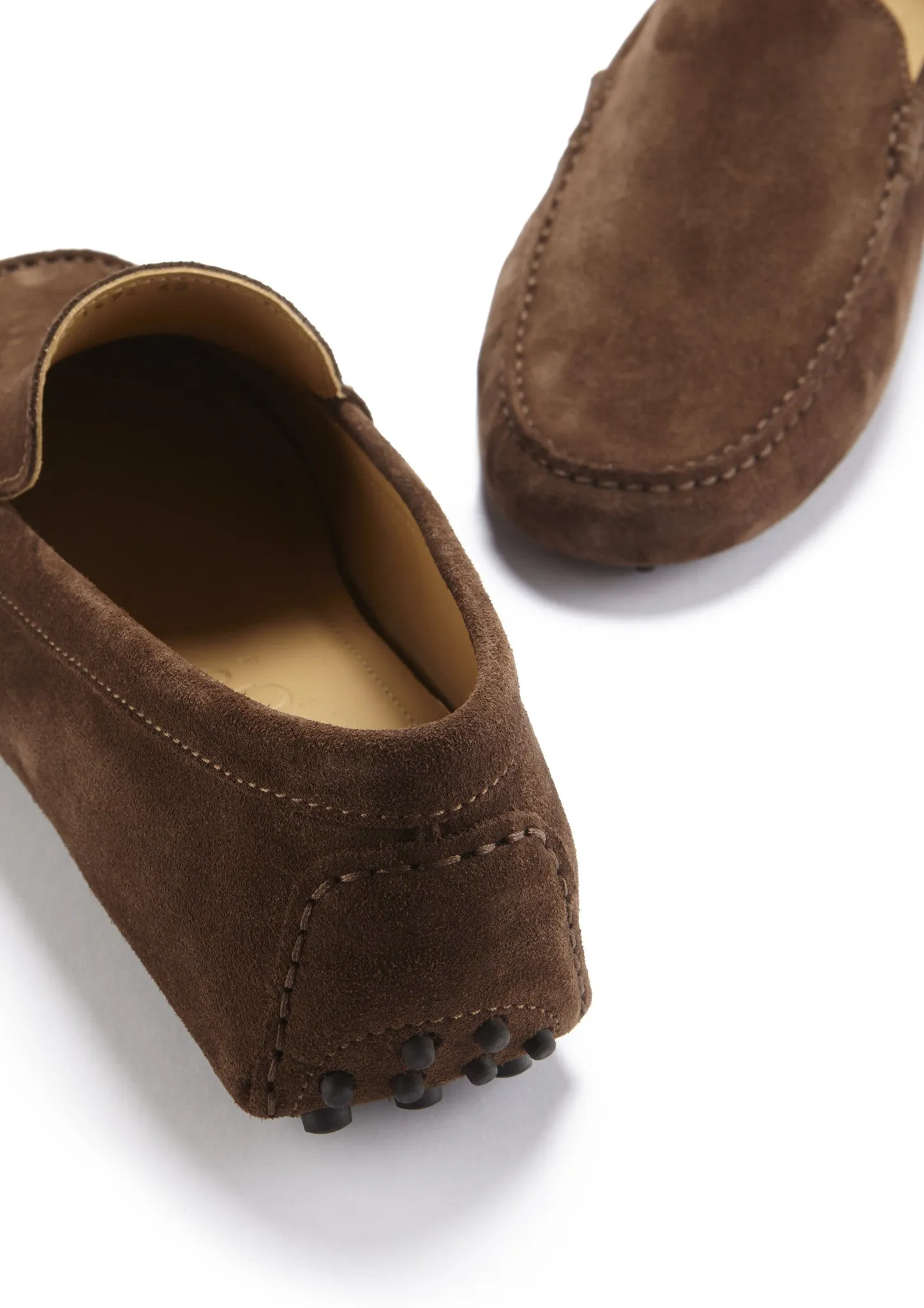 Driving Loafers, brown suede Medallion Perforation
