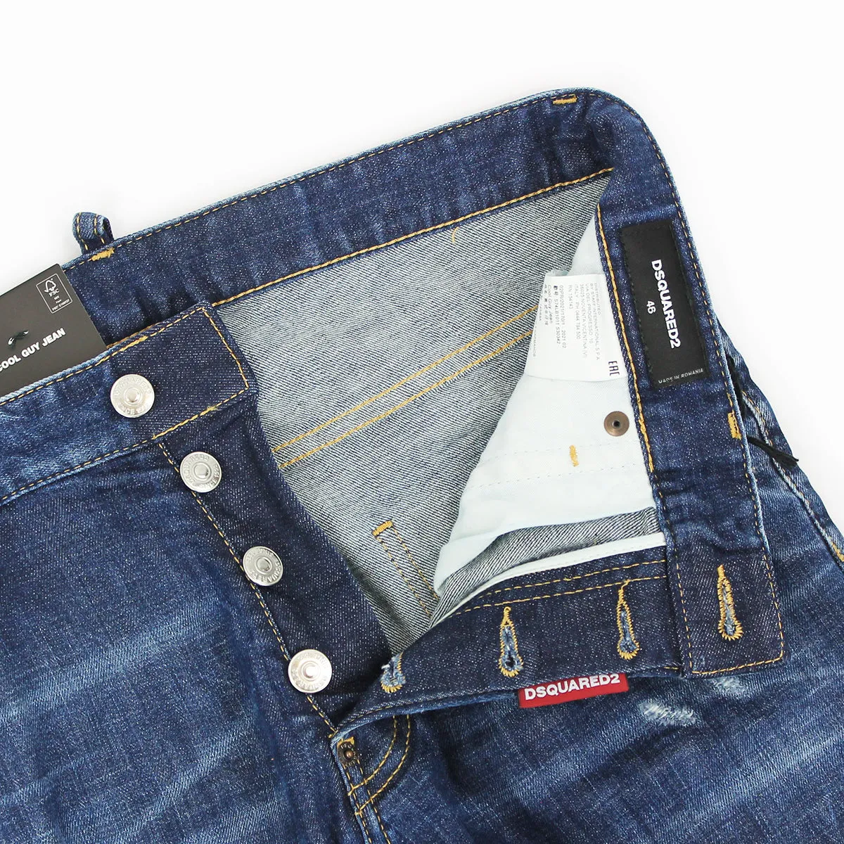 Vibrant Bold Look Street Fashion DSQUARED2 - Cool Guy Jeans in Distressed Blue