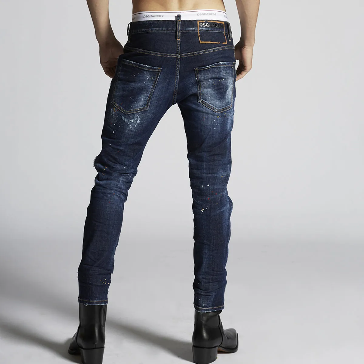 DSQUARED2 - Dark 1 Wash Skater Jeans in Blue Function Fit Hypoallergenic Material Composition