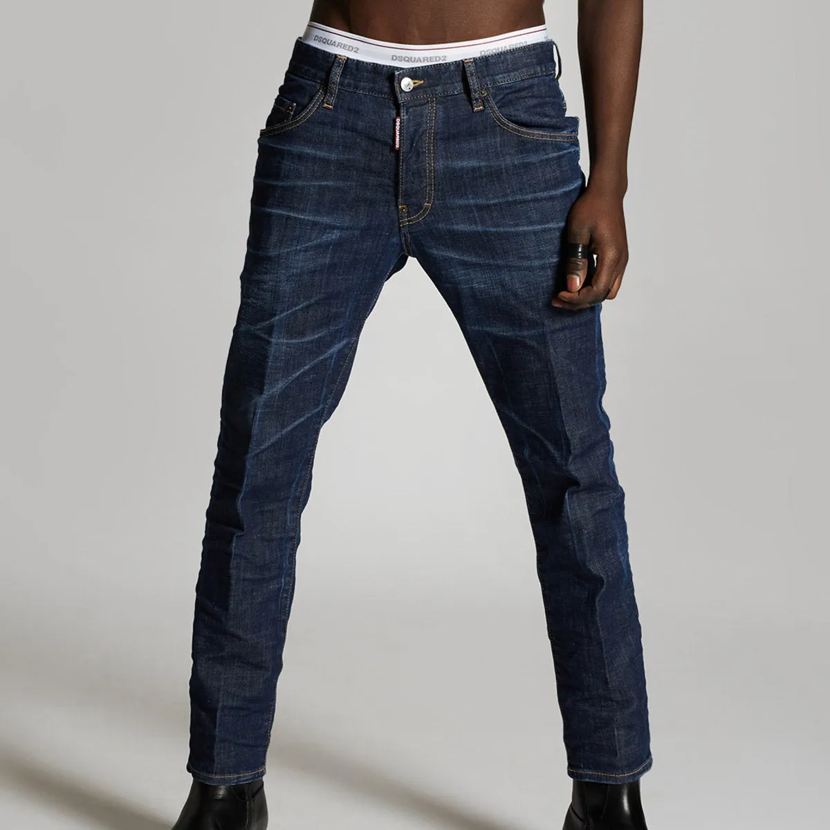 DSQUARED2 - Dark 3 Wash Skater Jeans in Blue High-End Style
