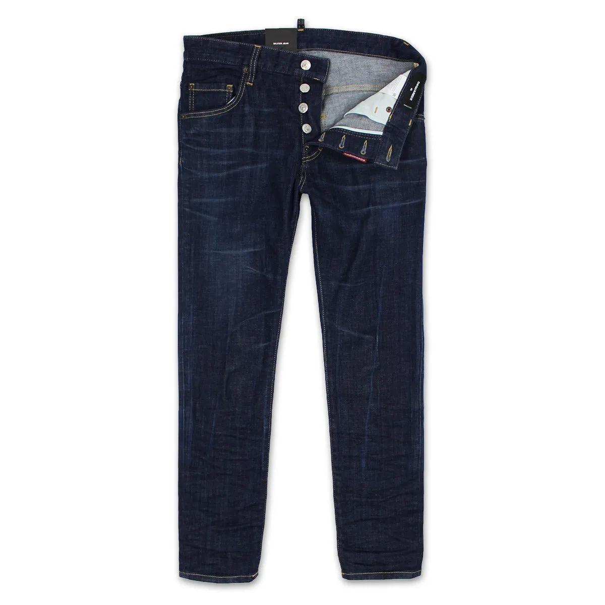 DSQUARED2 - Dark 3 Wash Skater Jeans in Blue Stretch Unisex Wear Classic Wear Sleek Silhouette