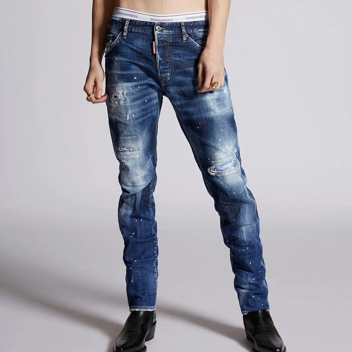 Flexible Match DSQUARED2 - Distressed Cool Guy Jeans in Blue