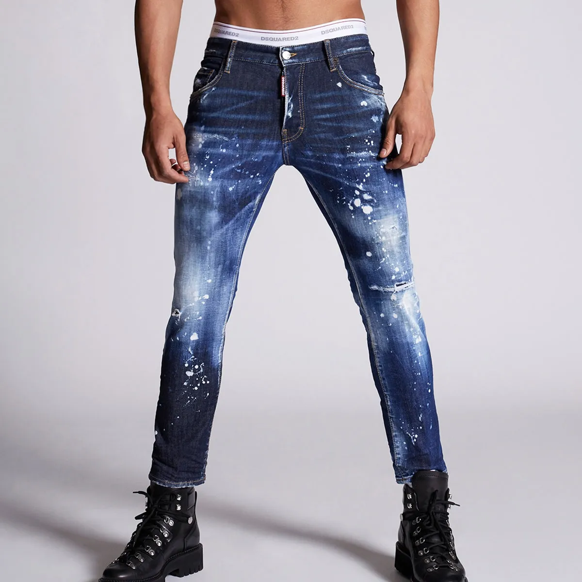 Bold Earthy Layer Ready DSQUARED2 - Snowboard Wash Skater Jeans in Dark Blue