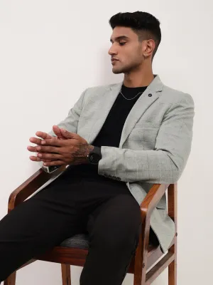 Men's Grey Checked Single Breasted Slim-Fit Blazer Cold Season