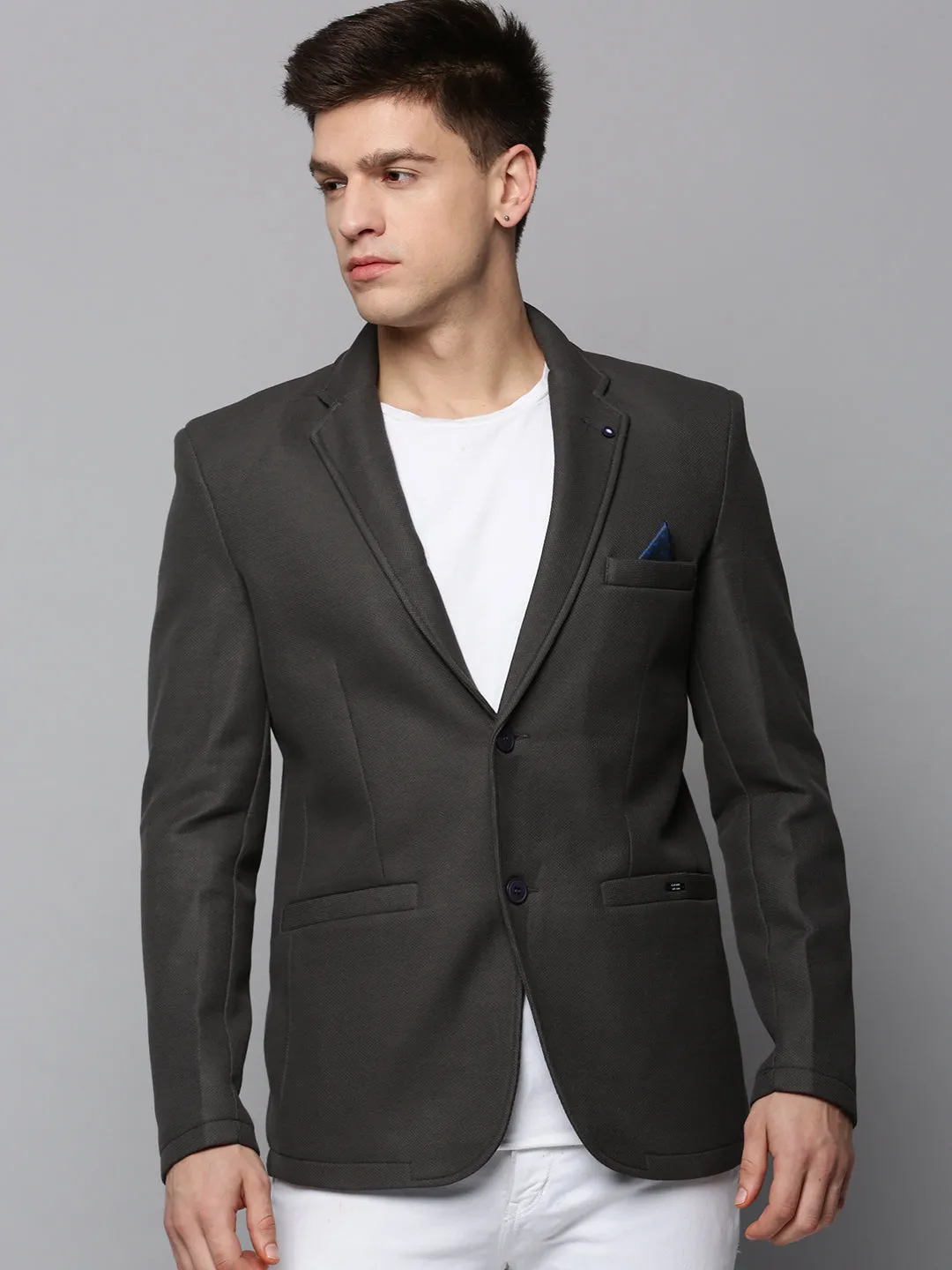 Men's Grey Open Front Cotton Casual Blazers Modern Day Look Airtight Fasteners