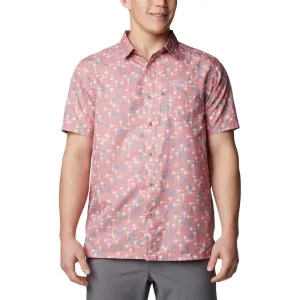 Columbia Super Slack Tide Camp Shirt Men's Red Short Sleeve Button Up FTS897 Tailored Cut
