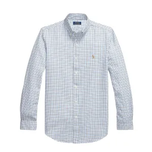 Black Tie Optional Polo Ralph Lauren Custom Fit Check Shirt White / Blue Multi
