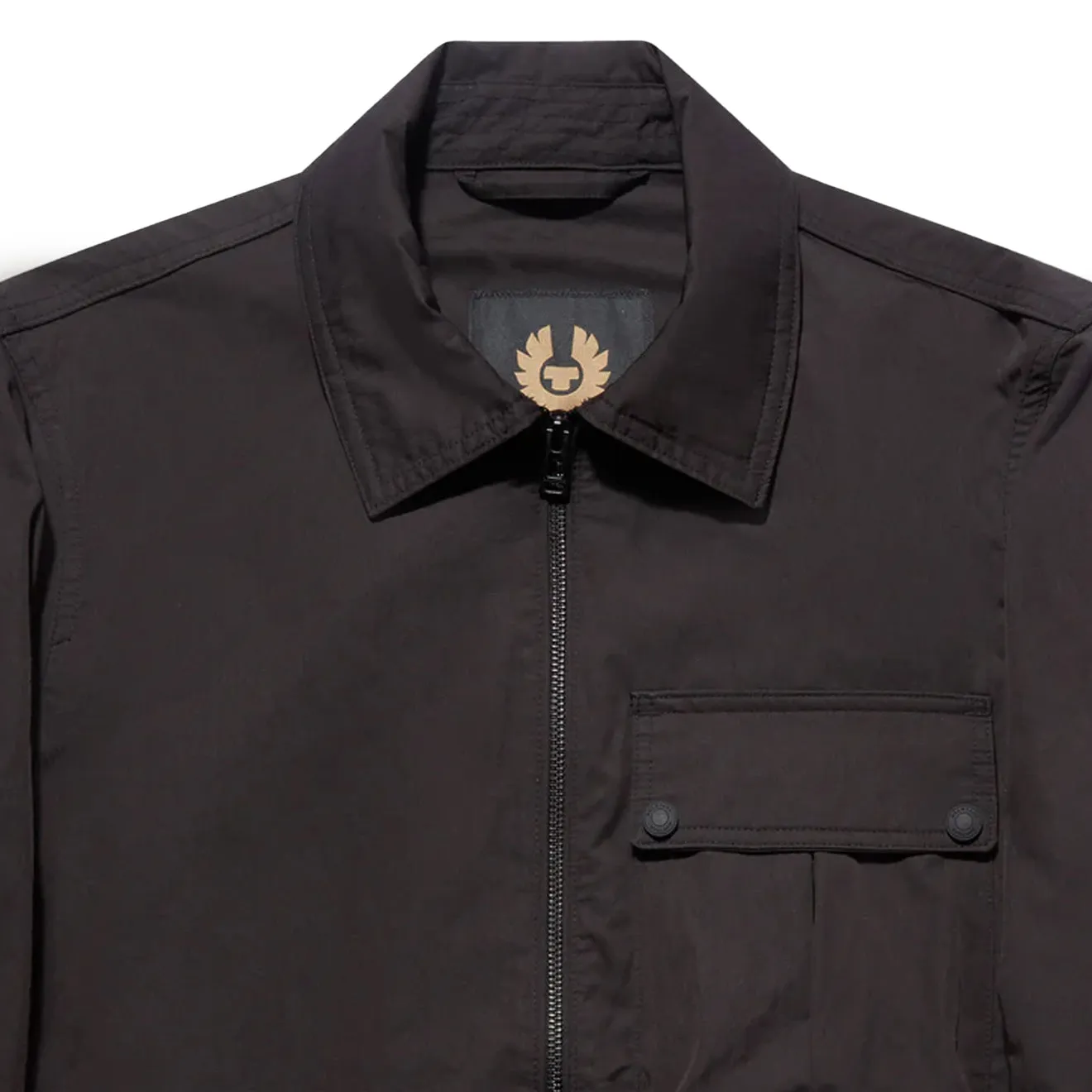 Belstaff Drome Overshirt Black Layered Hemline Holiday Style