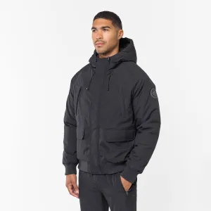 Hooded Parka Jacket | Black AdjustableHem Moisture Management Fabric