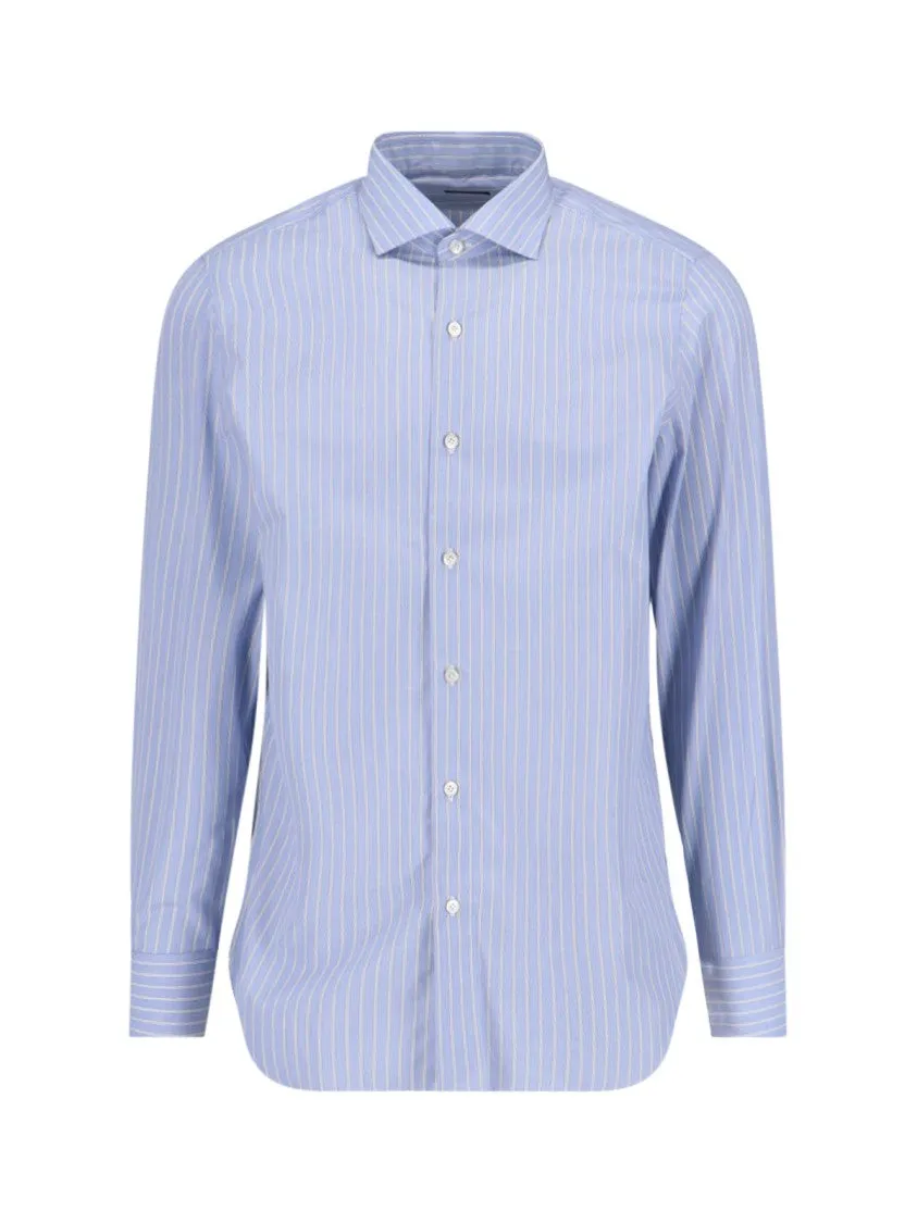 Milano' Striped Shirt ?C Light Blue Clean Edge Trim