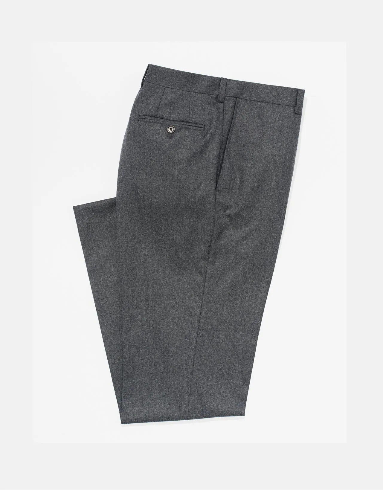 Layered Wear Non Clip Made-in-Canada Medium Grey Wool Flannel Trouser