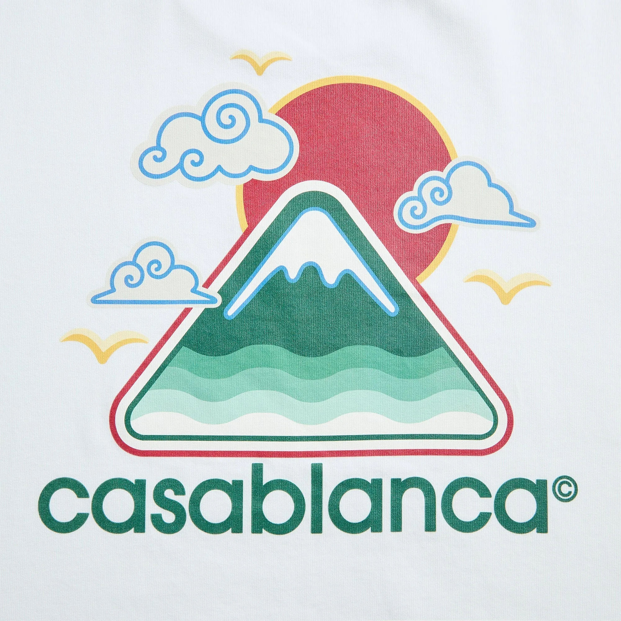 Casablanca Montagne Ondul??e Screen Printed Tee - White NonRestrictive Cut Perfect for Vacation
