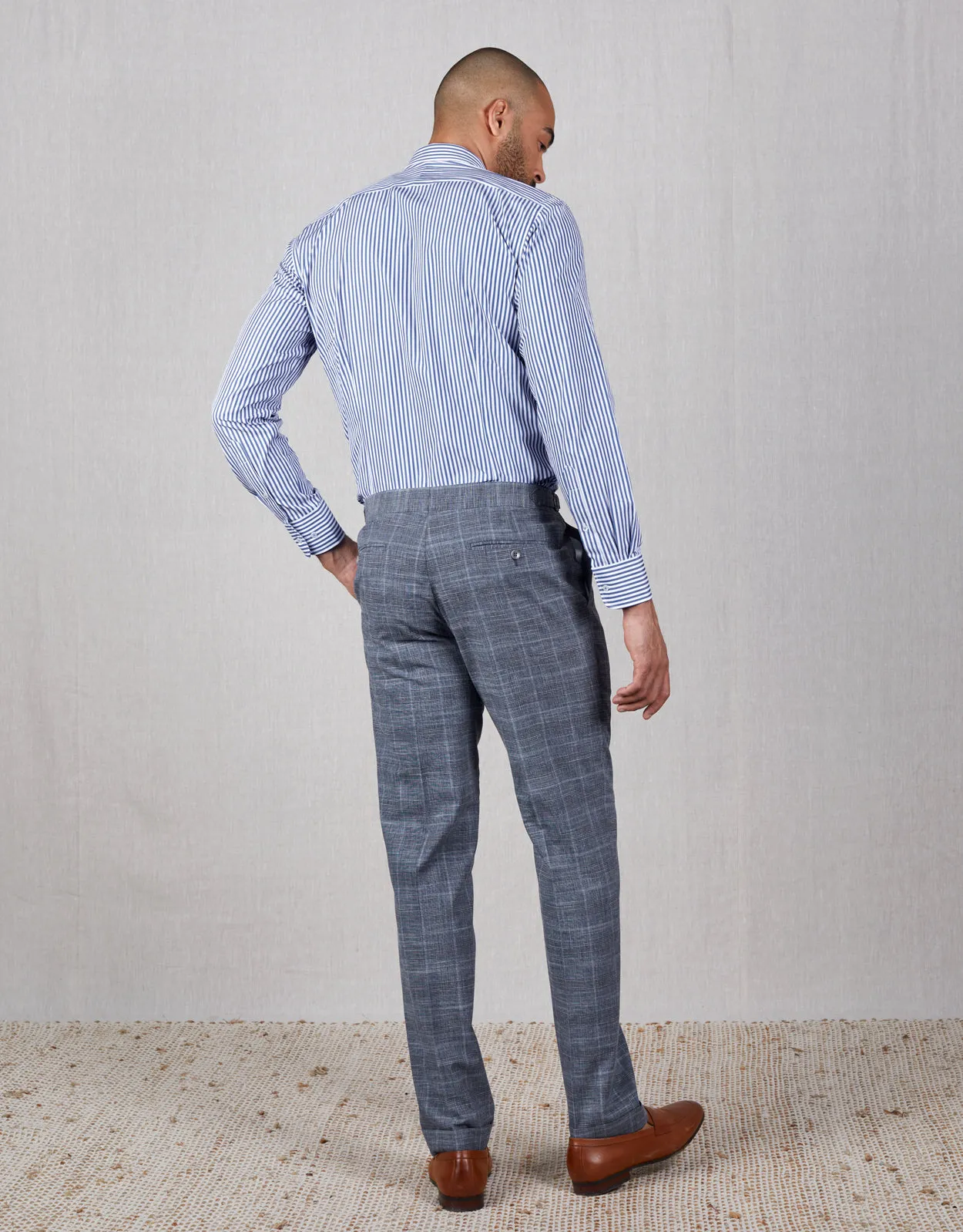 Evans Blue & Beige Check Trouser FlexibleMobilityDesign WrinkleFreeFabric