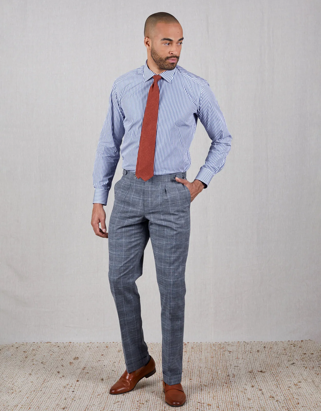 No Ride Evans Blue & Beige Check Trouser