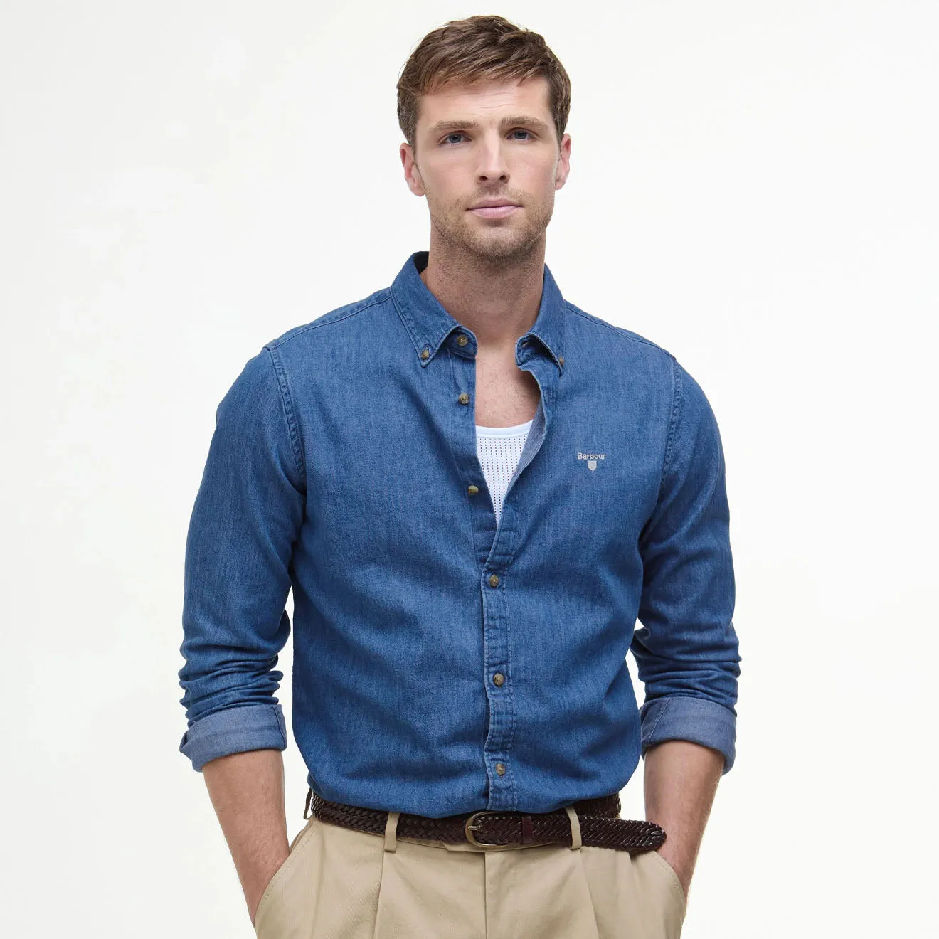 Barbour Chambray Crest Tailored Fit Shirt Chambray Comfort First Fit