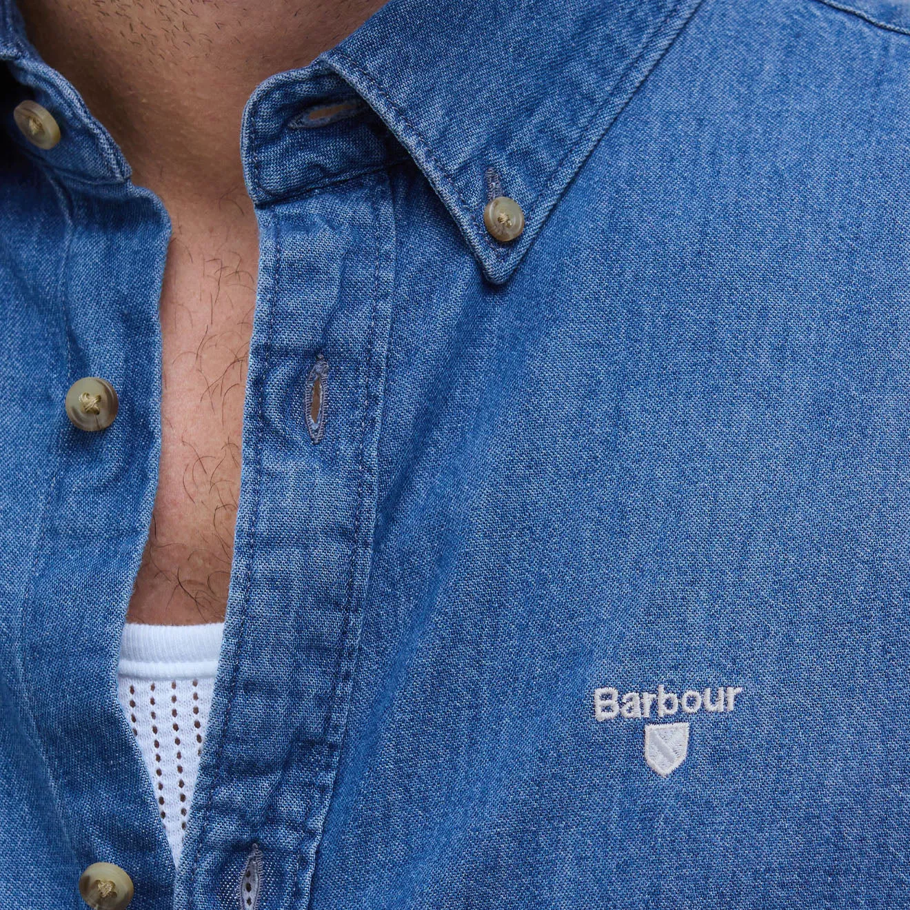 Barbour Chambray Crest Tailored Fit Shirt Chambray Picnic Outfit